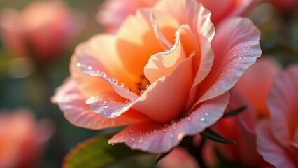Fototapeta premium Close-Up of Pink Lotus Flower with Dew Drops in Soft Light