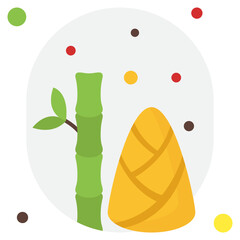 Decorative Bamboo and Yellow Cone Illustration