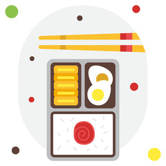 Colorful Bento Box with Rice and Eggs