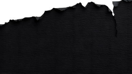 torn black pages with uneven texture edges. set of ripped black paper sheets png isolated on transparent background. document or newspaper mockup.