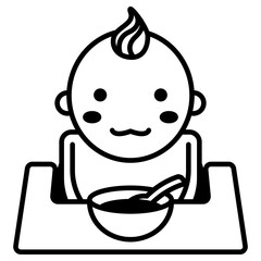이유식 먹는 아기 아이콘