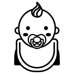 귀여운 아기 턱받이와 공갈 젖꼭지 아이콘