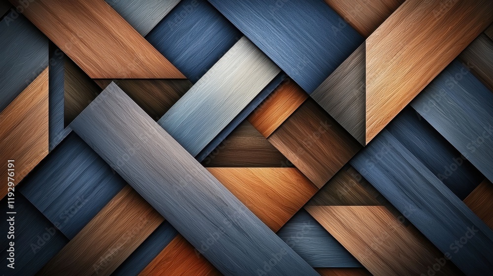 Poster abstract geometric composition with sharp edges and borders in rich textures and colors
