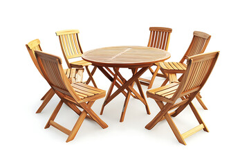 Stylish Wooden Patio Set with Foldable Chairs isolated on a white background