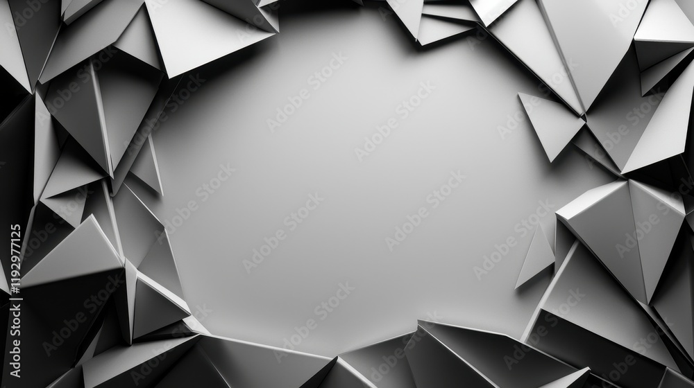 Poster abstract geometric background with angular sharp lines and patterns on a monochromatic surface