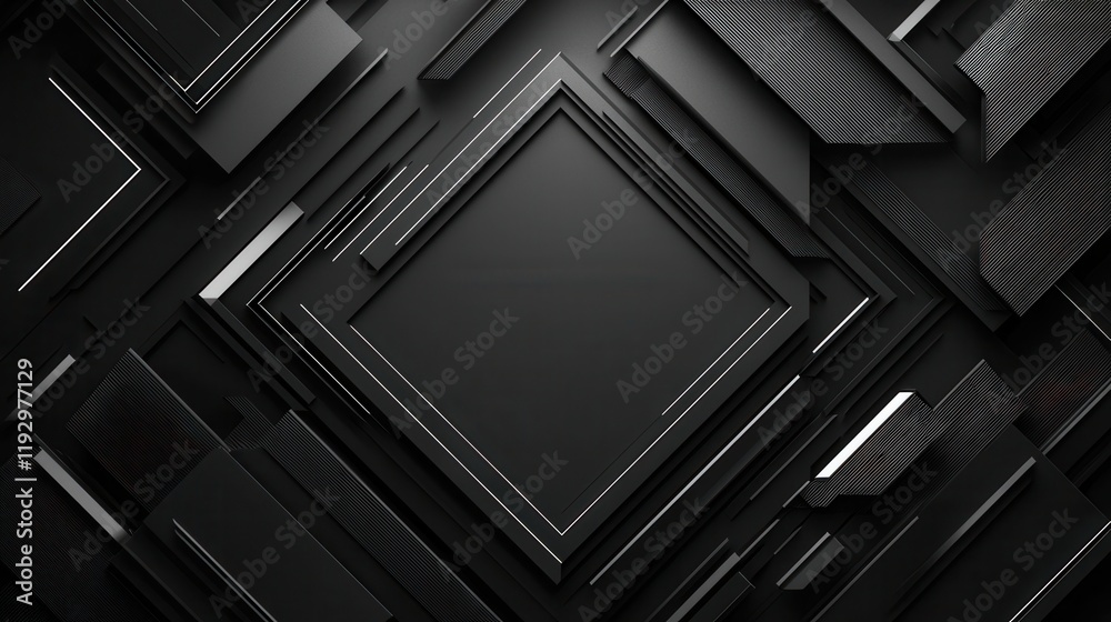 Poster abstract geometric design with sharp lines and angular patterns on a dark background
