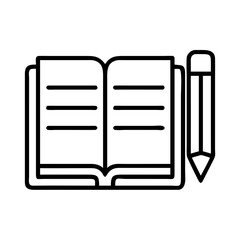 book and pencil icon, book and pencil line art - simple line art of book and pencil, perfect for book and pencil logos and icons and themed design