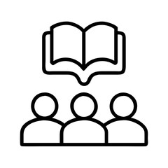 book club meeting icon, book club meeting line art - simple line art of book club meeting, perfect for book club meeting logos and icons and themed design