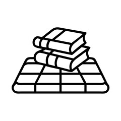books on a picnic blanket icon, books on a picnic blanket line art - simple line art of books on a picnic blanket, perfect for books on a picnic blanket logos and icons and themed design