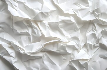 Obraz premium A close-up of crumpled white paper, emphasizing the texture and depth in a monochromatic setting.