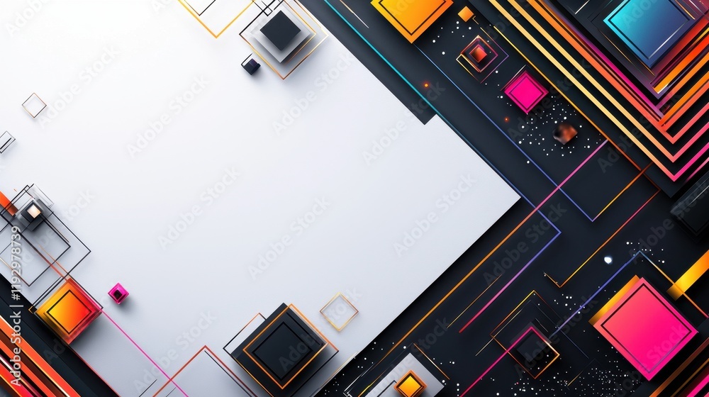Poster stylish dynamic geometric layout with colorful lines and borders for modern visual designs