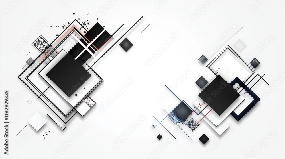 Poster elegant geometric composition with angular lines and borders in modern minimalist design style