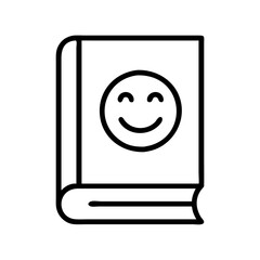 book with smiley face icon, book with smiley face line art - simple line art of book with smiley face, perfect for book with smiley face logos and icons and themed design
