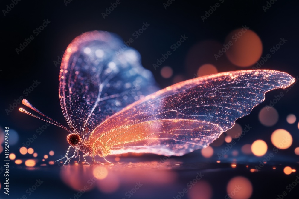 Poster a uv light highlighting intricate designs on a butterfly wings, showing patterns invisible under nor