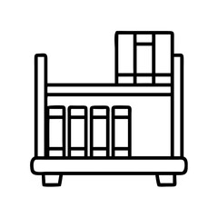 library shelf icon, library shelf line art - simple line art of library shelf, perfect for library shelf logos and icons and themed design