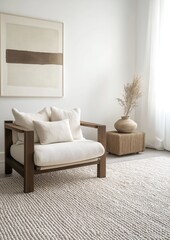 Elegant minimalistic interior highlighting organic textures and designs