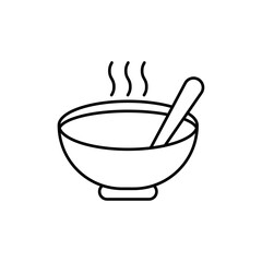 Bowl of soup icon linear logo isolated