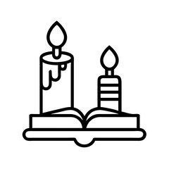 reading by candlelight icon, reading by candlelight line art - simple line art of reading by candlelight, perfect for reading by candlelight logos and icons and themed design