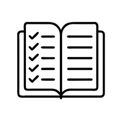 reading list checklist icon, reading list checklist line art - simple line art of reading list checklist, perfect for reading list checklist logos and icons and themed design