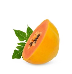 ripe papaya isolated on white background. full depth of field