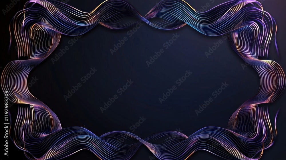 Poster elegant geometric lines and borders in decorative style with linear patterns on dark background