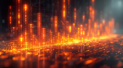 Fototapeta premium Business Financial Trading Investment concept graph virtual screen double exposure. 