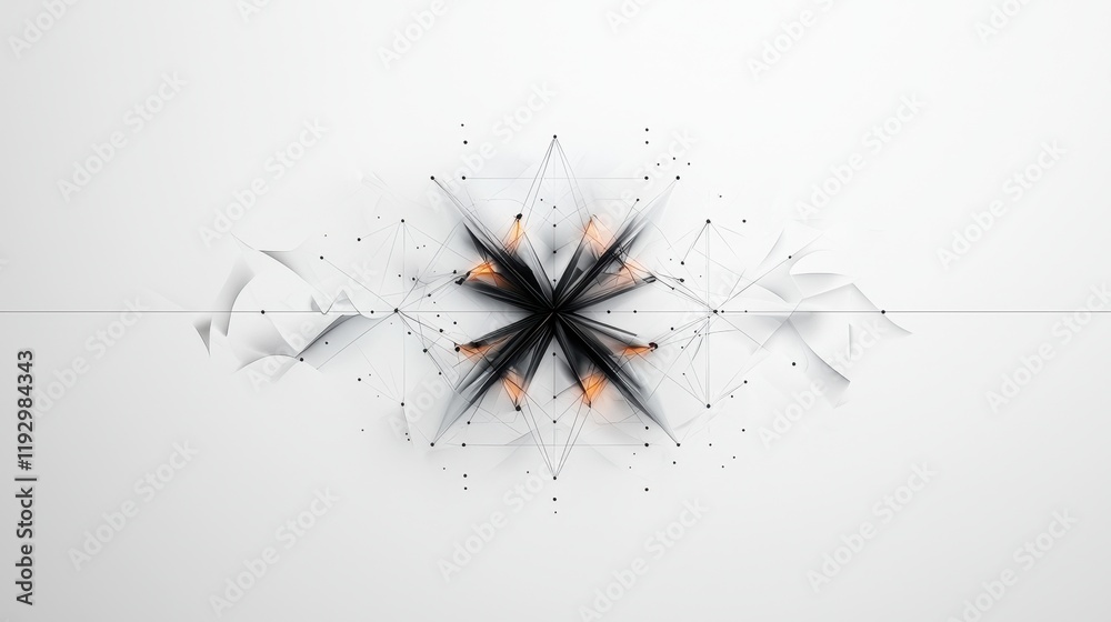 Poster Geometric Lines and Borders in Minimalistic Grid Pattern with Abstract Design Elements and Soft Palette