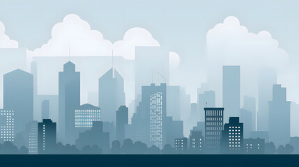 a city skyline with buildings and clouds