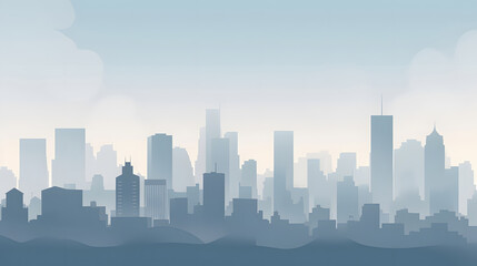 a city skyline with buildings and a bird flying over it