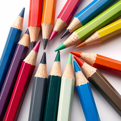 Fototapeta premium Colour pencils isolated on white background close up