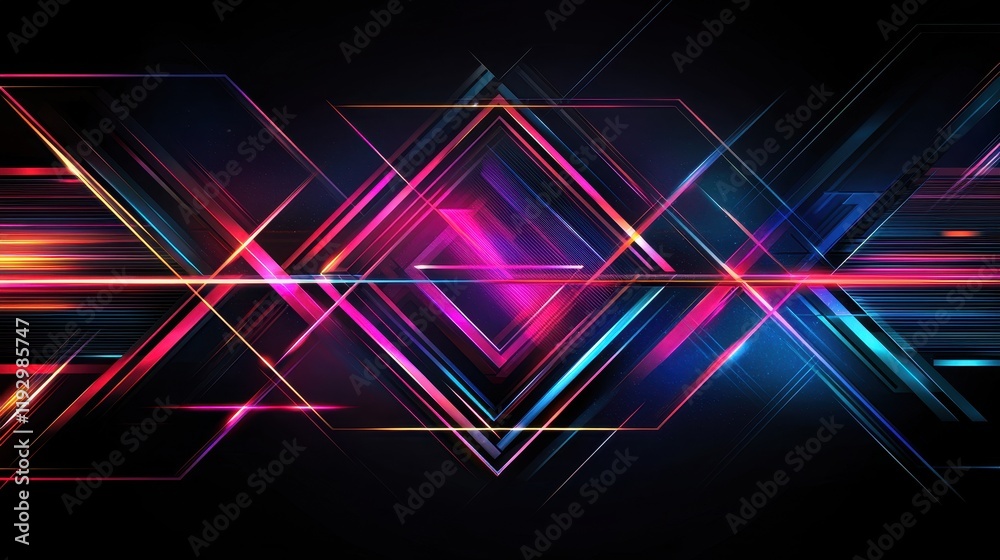 Poster vibrant geometric lines with sharp borders and artistic patterns in dynamic colors