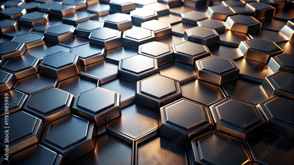Aufkleber abstract hexagonal metallic structure with depth and texture