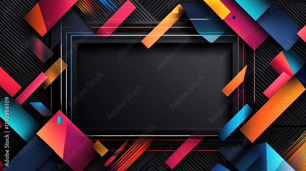 Poster vibrant geometric patterns with sharp lines and borders in artistic arrangement