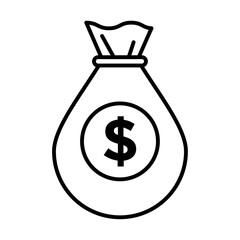 Money bag icon linear logo isolated