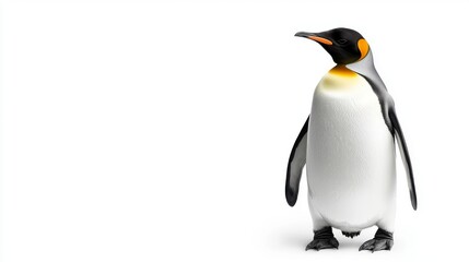 Fototapeta premium Charming Emperor Penguin Standing Gracefully on a White Background with Vibrant Colors and Distinct Features, Perfect for Nature and Wildlife Enthusiasts