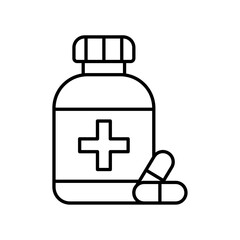 Obraz premium Pill bottle icon linear logo isolated