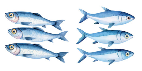 Colorful Sardines in Soft Pastel Style