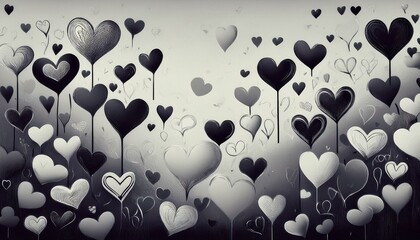 Valentines day painting background with beautiful hearts illustration