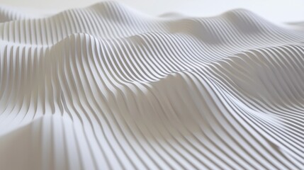 Obraz premium Abstract white textured wave pattern displaying smooth undulations and fine lines creating a visually appealing and modern design ideal for backgrounds and artistic projects.