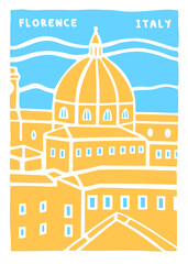 Florence - Italy - sticker design illustration