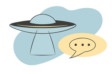 Communication UFO Alien Illustration - Sci-Fi and Space Design