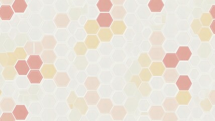 Seamless Pastel Hexagon Pattern with Gradient Tones on Soft White Background