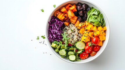 Colorful Quinoa Bowl with Roasted Sweet Potatoes and Vegetables