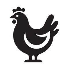 Stylish Black and White Rooster Silhouette Design