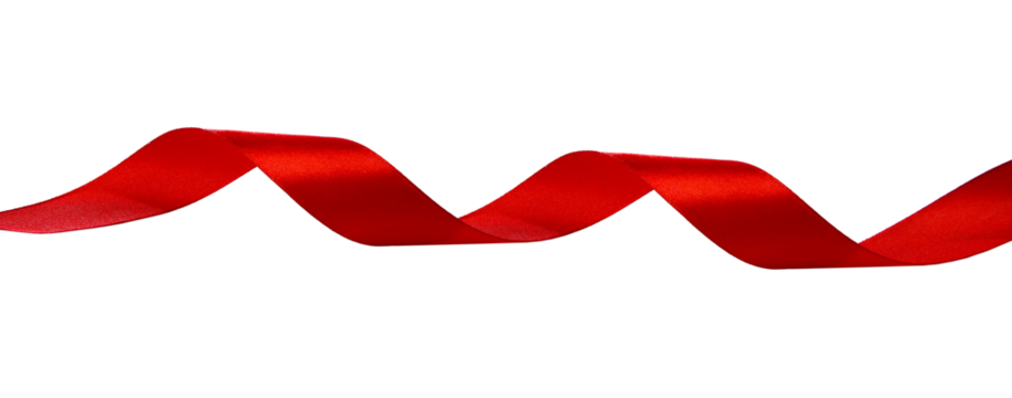 Redribbon isolated on white, transparent background. PNG file