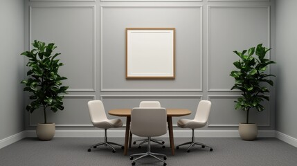 Modern Conference Room with Minimalist Decor and Green Plants