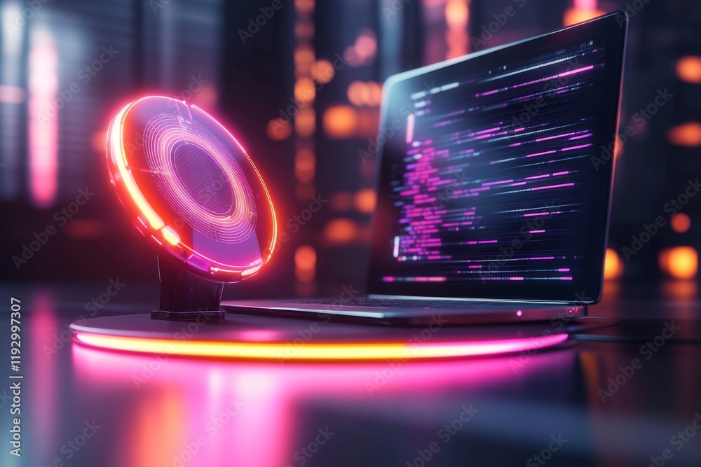 Poster a futuristic utility grid with glowing holographic panels and self-repairing smart power lines acros