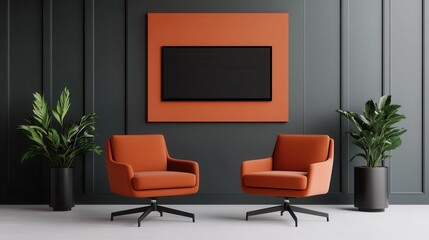 Modern Living Room with Stylish Chairs and Green Plants Decoration