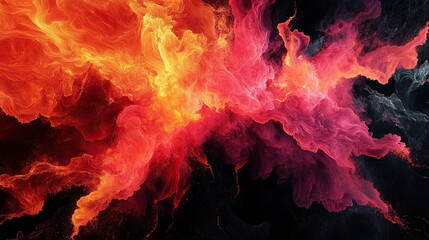 An abstract explosion of liquid fire in neon-like shades of coral