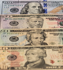 Images of banknotes of various countries. american dollar photos.